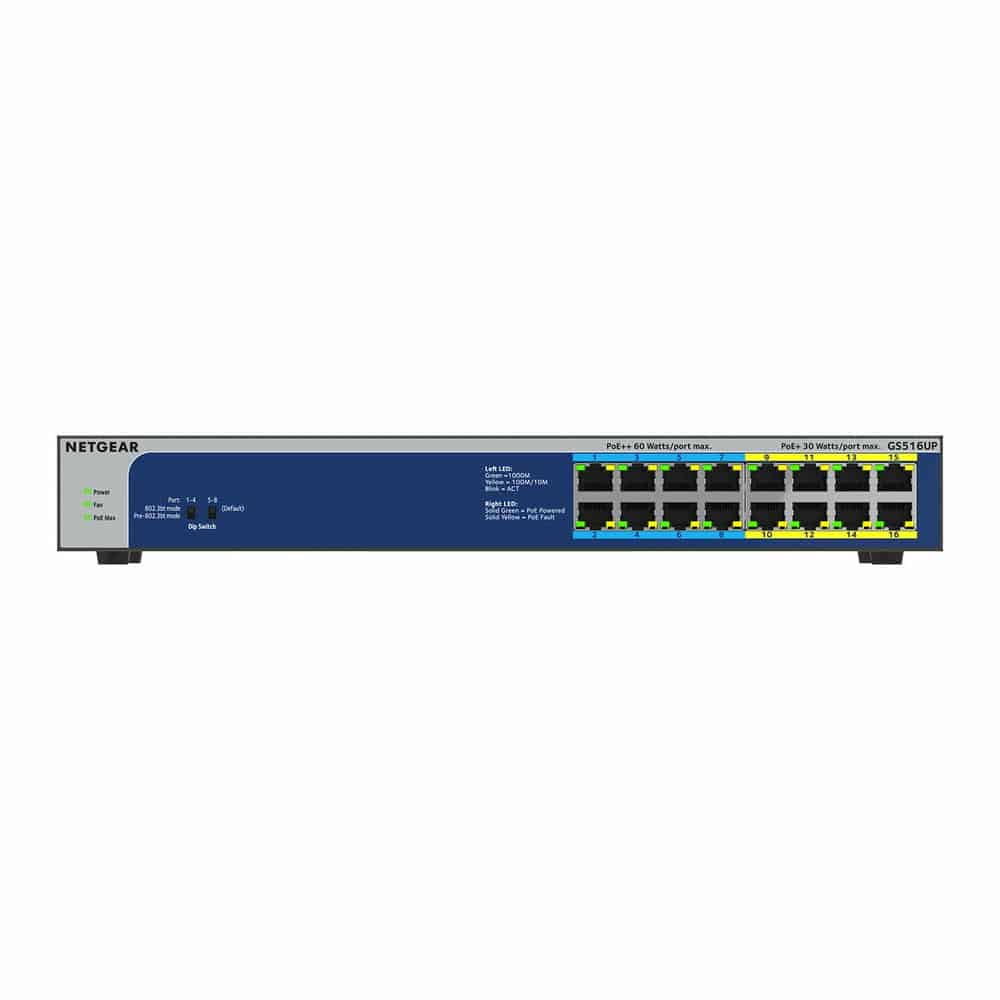 (image for) NETGEAR GS516UP 16 Port Gigabit Unmanaged PoE Switch